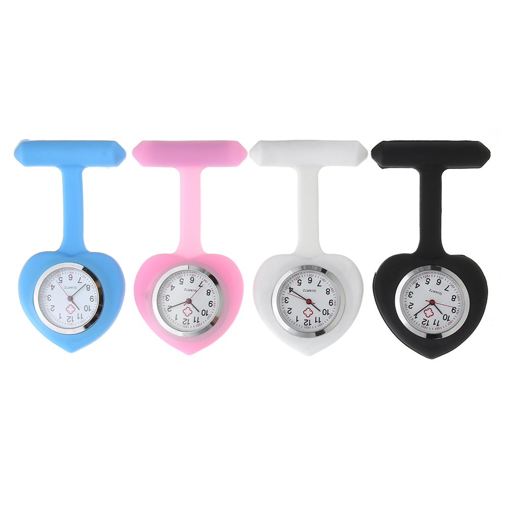 

Silicon Colorful Sweet Heart Pocket Watches Clip Nurse Watch
