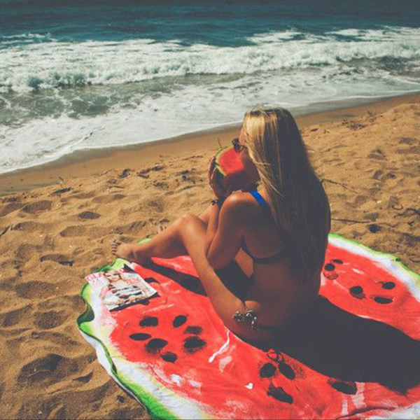 

Женское Летний круглый арбуз печати Пляжный Полотенце Многоцелевой солнцезащитный платок Шарф