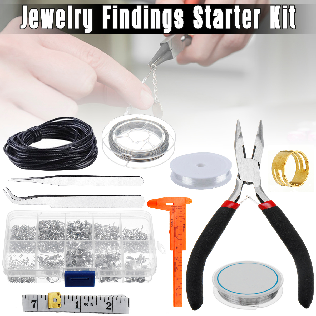 

Jewelry Making DIY Handmade Kit With Jump Rings Lobster Clasp Pliers Repair Tool