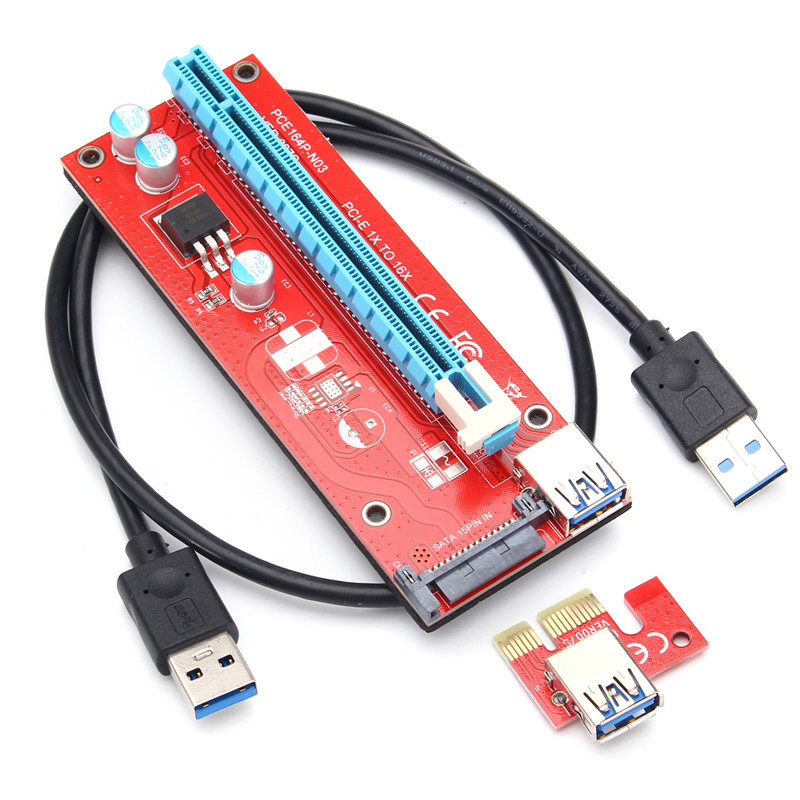 

0.6m 6 Pin PCI-E Express 1X TO 16X Extender Riser Board Adapter Card Cable for Mining