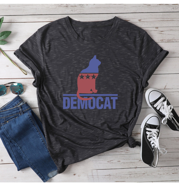 

Электронная коммерция Женская Большой размер Рубашка Хлопок Женская футболка с принтом Демокат с короткими рукавами