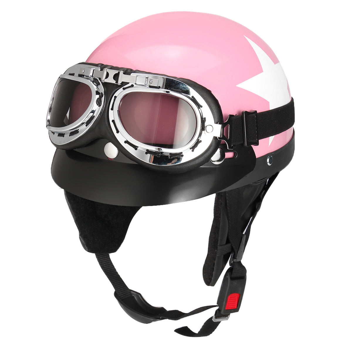 

Ретро Розовый мотоцикл Полукруглый байкер Скутер с солнцезащитным козырьком UV Goggles Cafe Racer