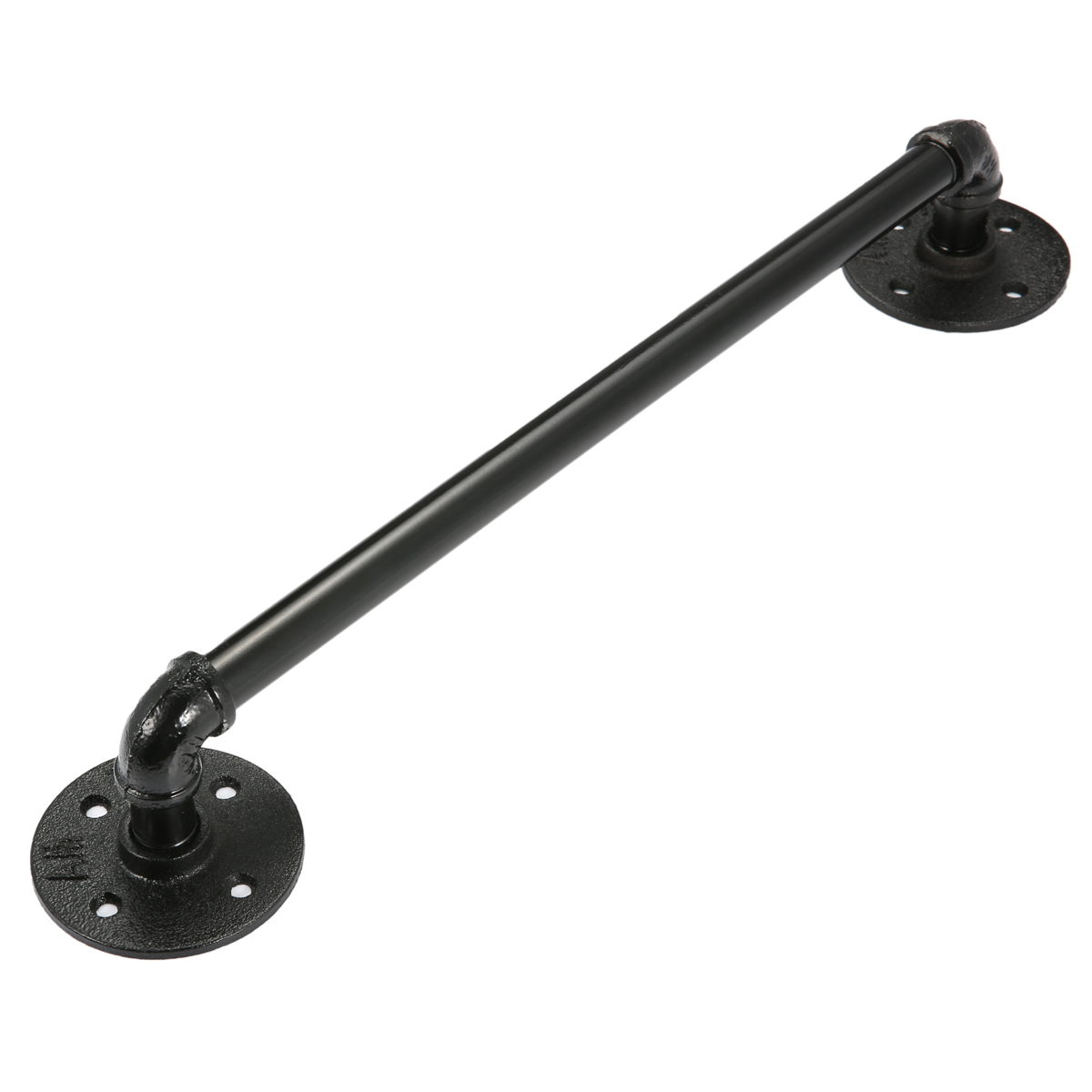 

49cm Industrial Pipe Door Handle Shelf Bracket Black Steampunk Pipe with Flange for Home Shop Bath