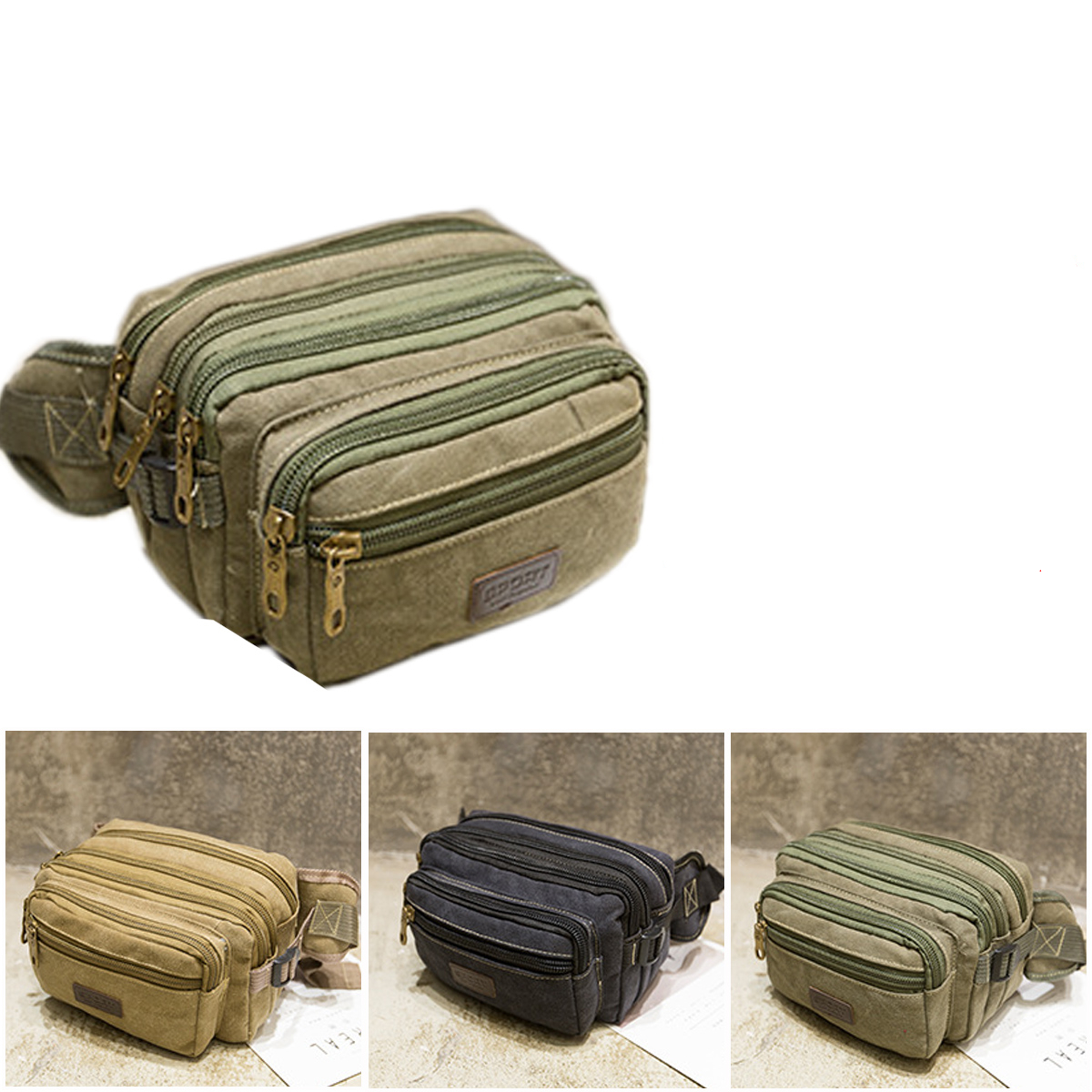 

5-Layers Men Canvas Waist Bag Travel Funny Pack Practical Purse Bag Fashion