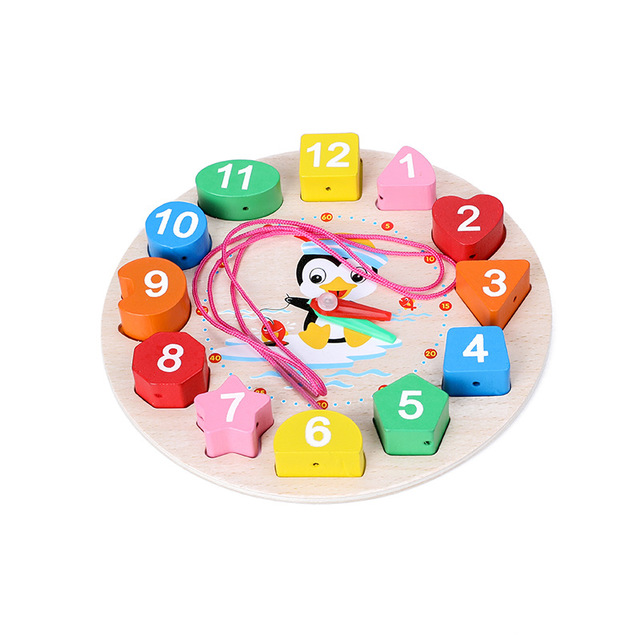 

Детская деревянная игрушка пингвин из бисера Часы головоломка раннего образования цвета радуги блоки из бисера цифровой головоломки срав