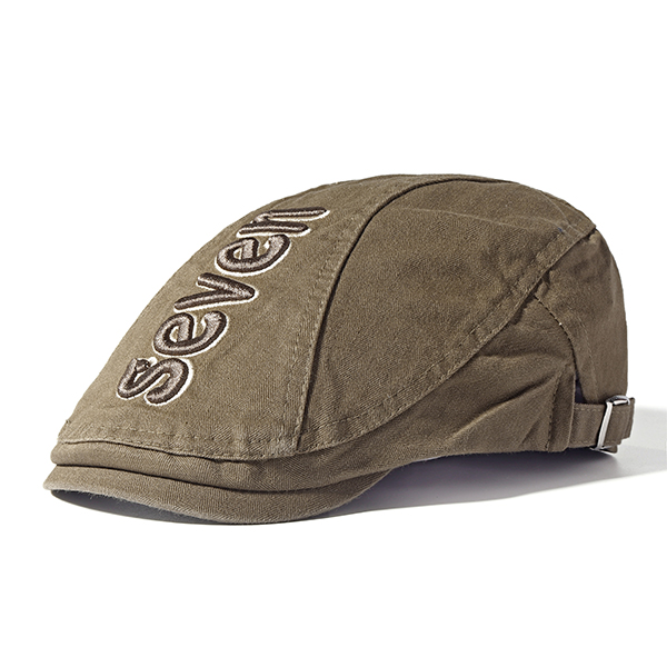 

Men Vintage Cotton Letter Embroidery Beret Cap Casual Outdoor Adjustable Sunscreen Hats