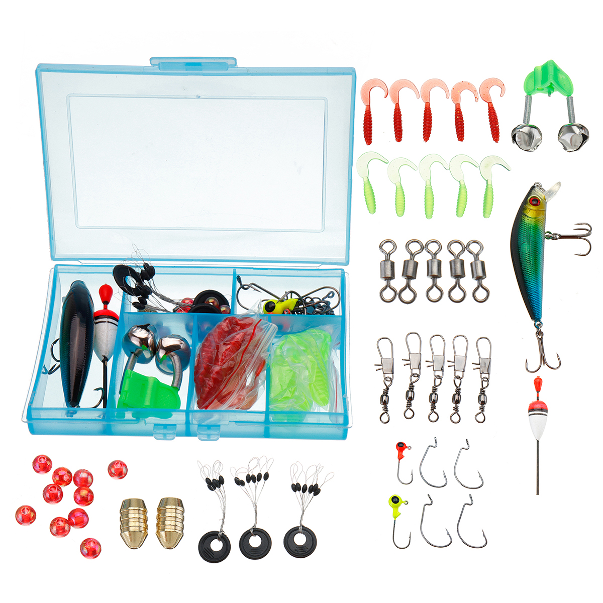 

ZANLURE 45pcs Fishing Lure Fishing Kit Fishing Lures Sea Fishing Spoons Soft Bait +Box Set