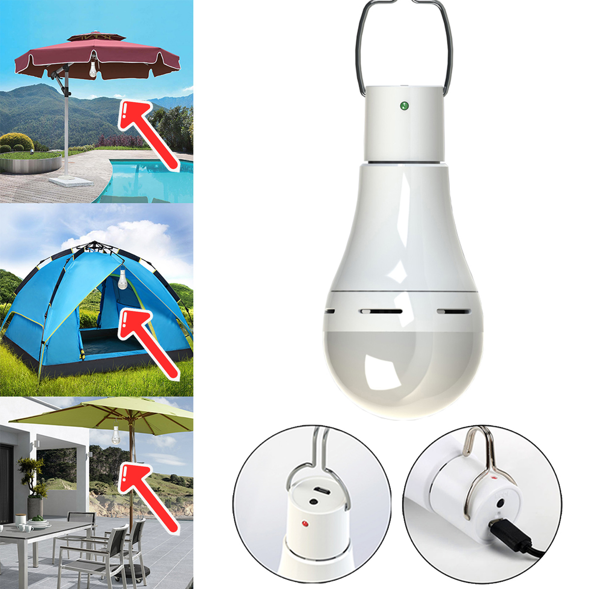 

DC5V 7W 5 Modes USB Rechargeable Pure White LED Light Bulb for Emergency Outdoor Tent Camping