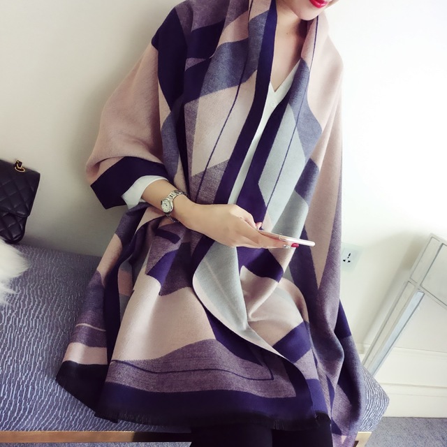 

Сезон двухсторонний шарф женский платок двойного назначения кондиционер кашемировый шарф толстый платок на продажу