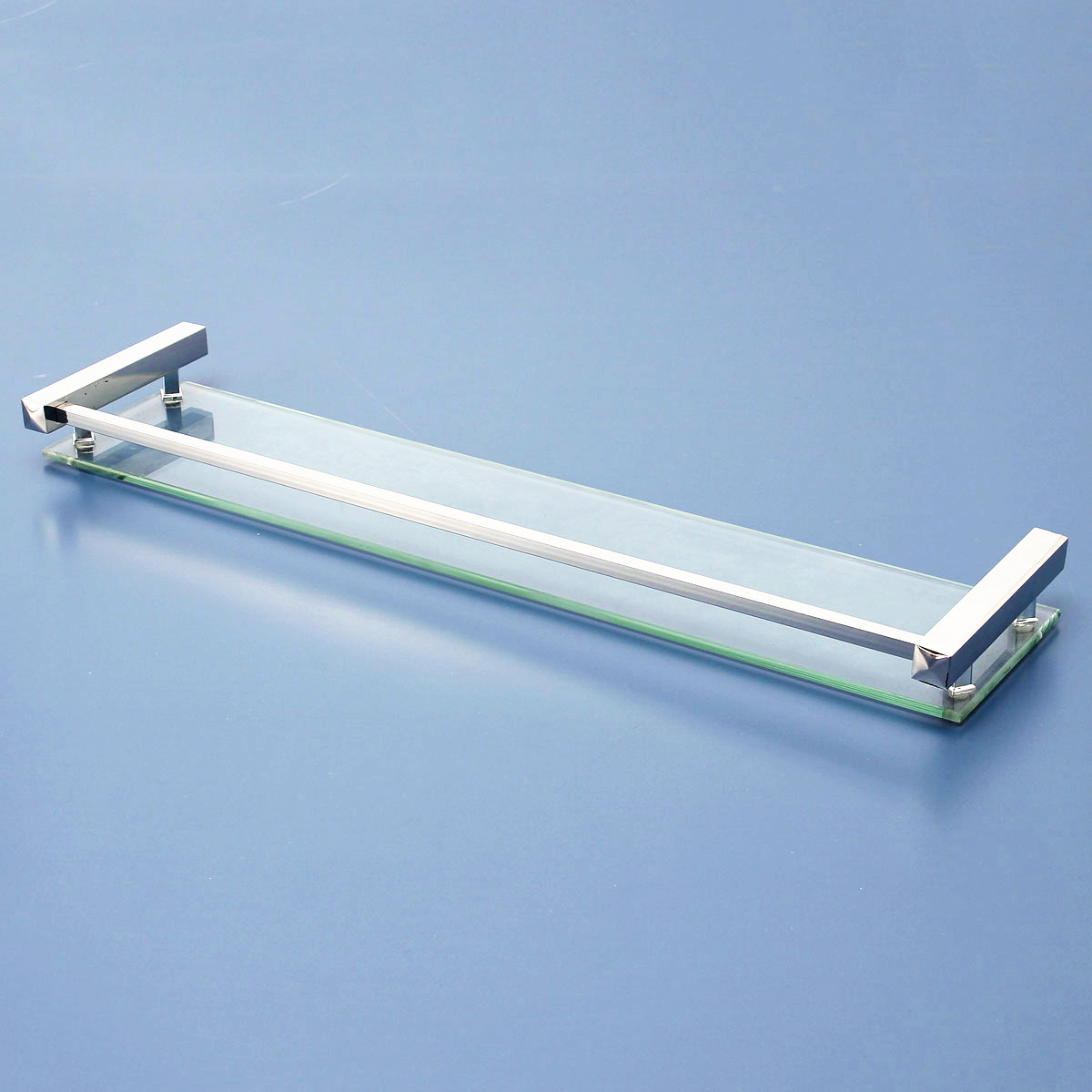 

40/50/60CM Modern Bathroom Glass Shower Caddy Storage Shelf Wall Mounted Brass Base & Glass Tier