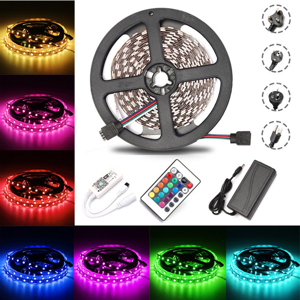 

5M 60W SMD5050 Non-waterproof RGB LED Strip Light + WiFi Controller + Remote Control + Adapter DC12V