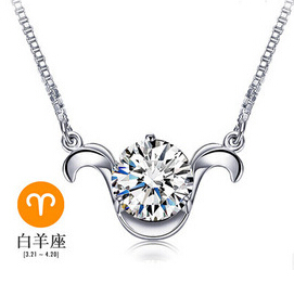 

12 Constellations Gift Italina 925 Sterling Sliver Crystal Necklace for Women