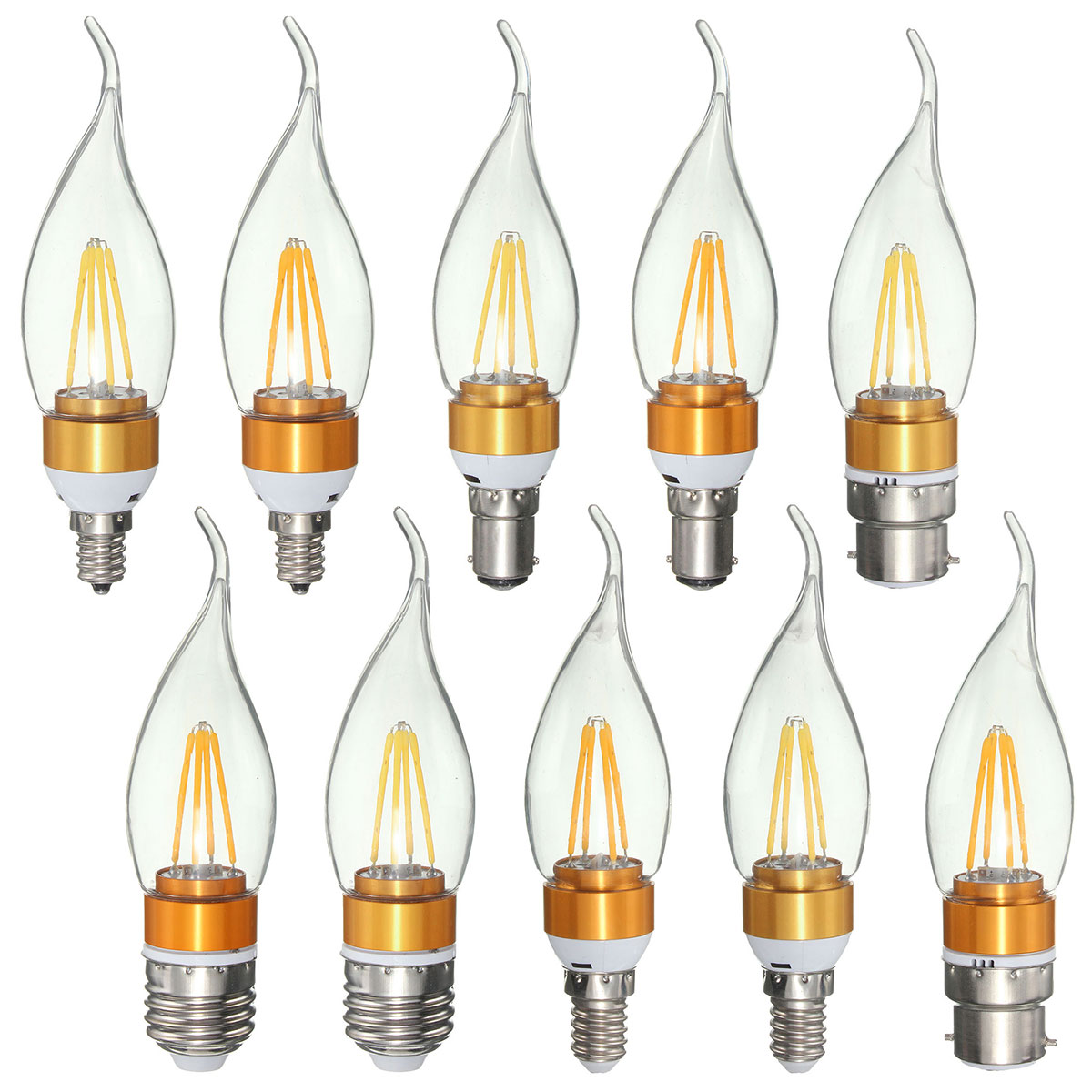 

E27 E14 E12 b22 b15 3.5W 4LEDs LED чистый белый теплый белый свет нить AC220V лампы в форме свечи