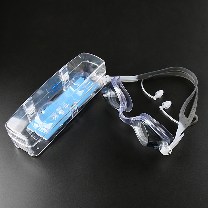 

HD Водонепроницаемы Противотуманные плавательные очки с очками для очков Earplug PC Anti-UV Eyewear Очки с Чехол