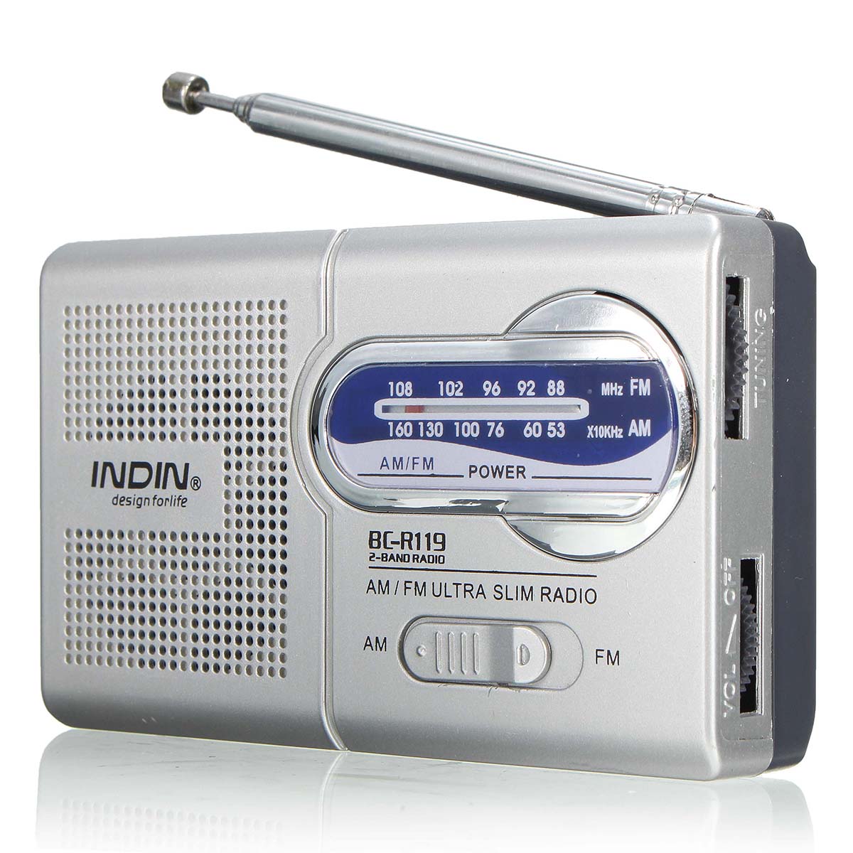 

INDIN BC-R119 AM / FM портативный карманный Радио Приемник телескопический Антенна World Приемник 3,5 мм