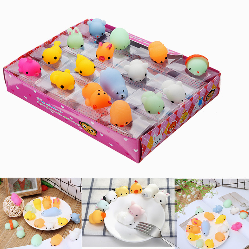 

16PCS Mochi Animal Squeeze Squishy Cute Healing Toy Kawaii Collection Stress Reliever Подарочный декор