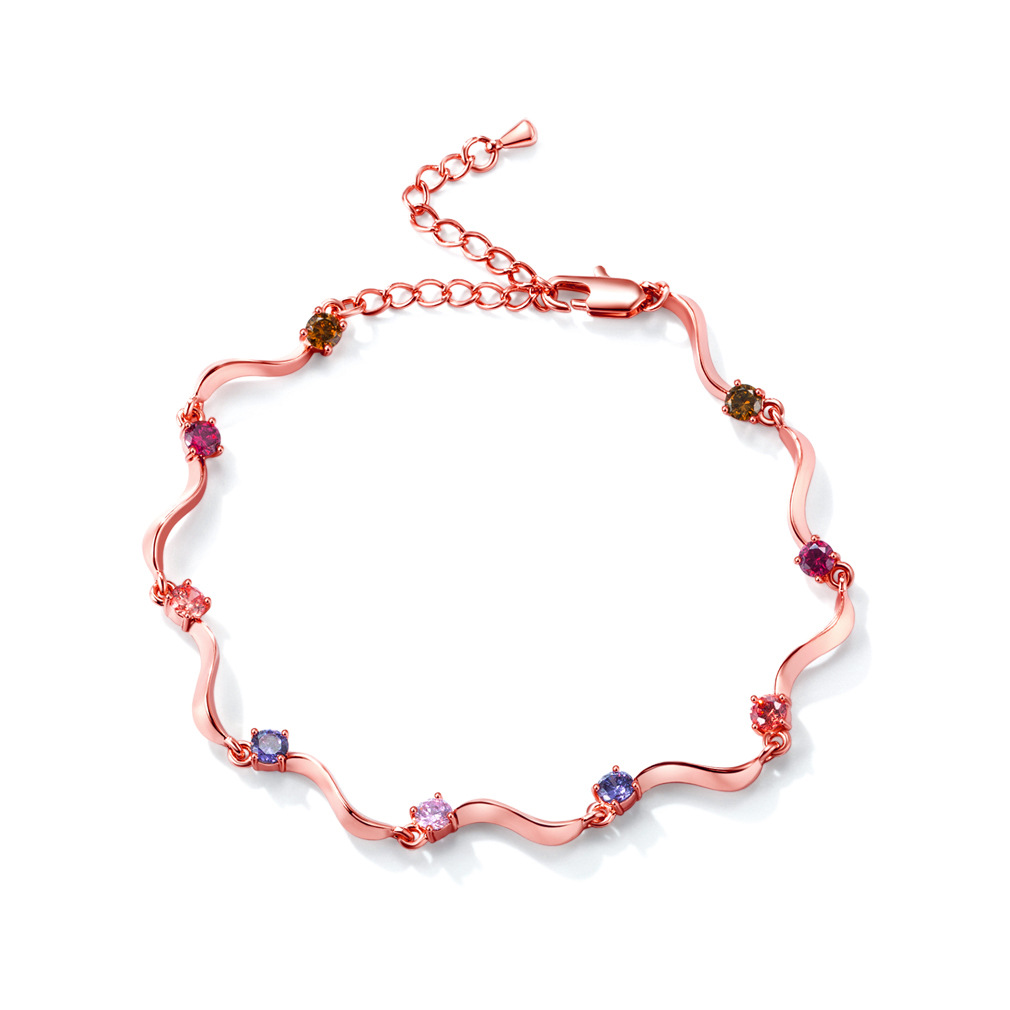 

Модные ножные браслеты позолоченные Colorful Zircon Wave S Form Anklet Elegant Accessories Jewelry для Женское