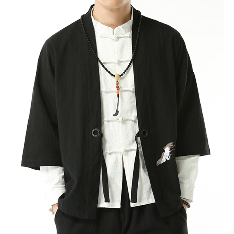 

Винтаж Китайский стиль вышивки Ханфу три четверти рукав солнцезащитный крем свободные хлопчатобумажные рубашки плащ