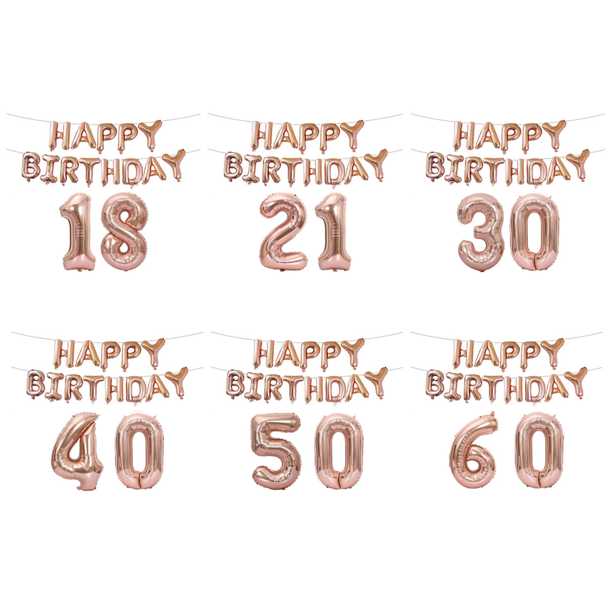 

18/21/30/40/50/60th Rose Gold Happy Birthday Foil Balloon Banner Kit Party Decorations