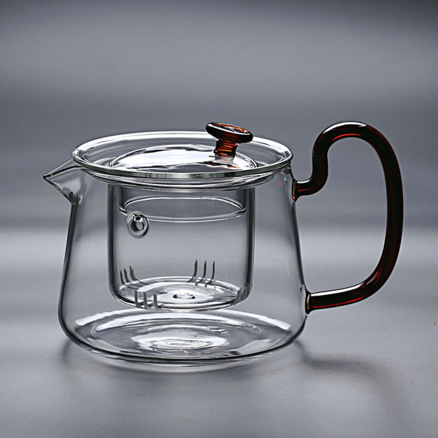

Прозрачный термостойкий стеклянный чайник Чайный сервиз Толстый жаропрочный фильтр можно нагревать чайник