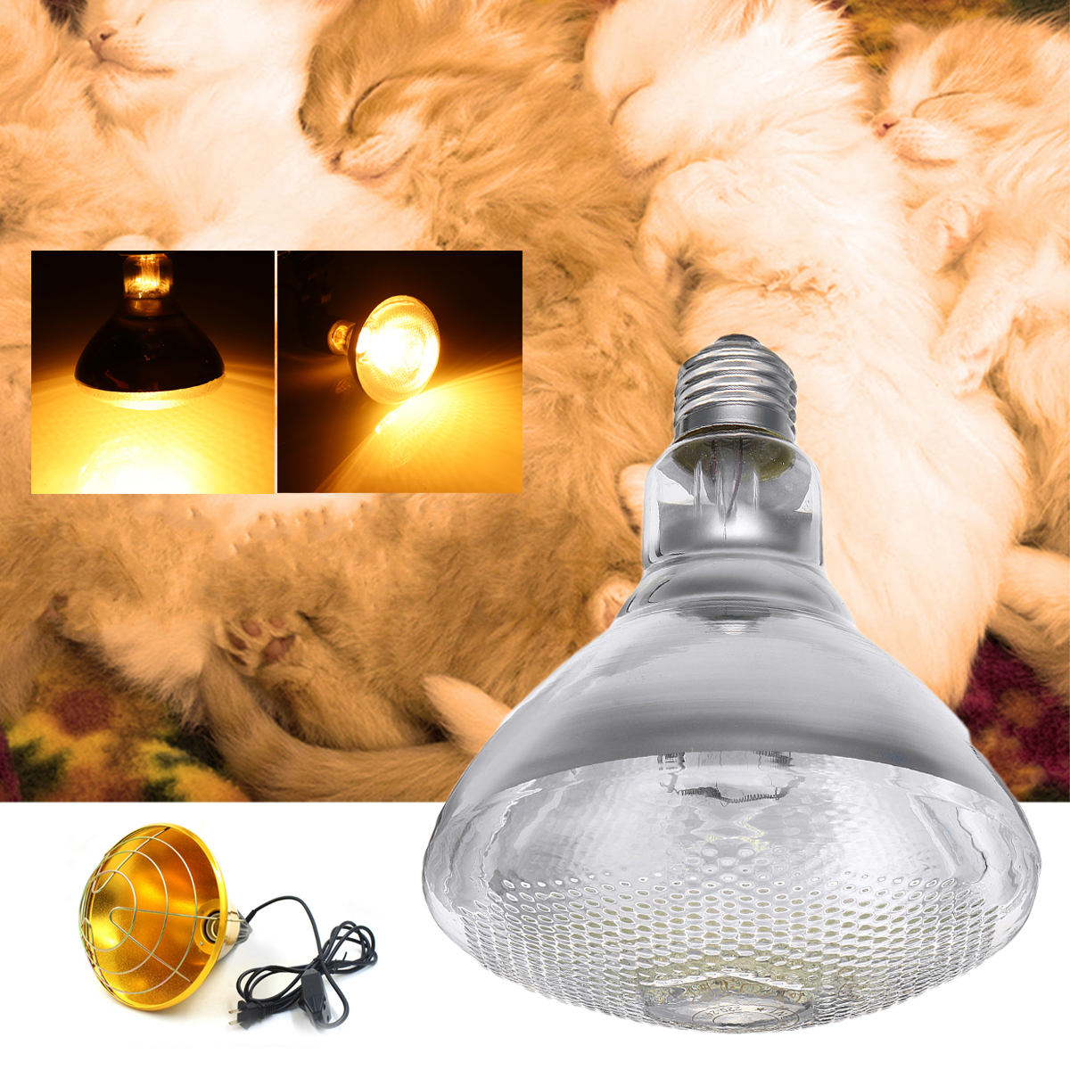 

AC220V 250W Инкубатор тепла для птицы Лампа Инфракрасная лампа для домашних животных Теплый свет + Лампа тень для животных