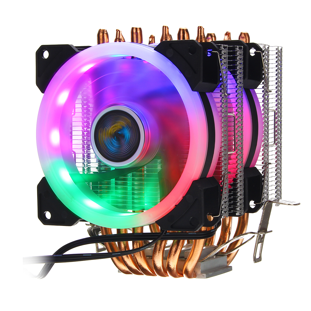 

Aurora Colorful Backlit 3Pin 2 Fans 6 Copper Tube Dual Tower CPUCooling Fan Cooler Heatsink for Intel AMD