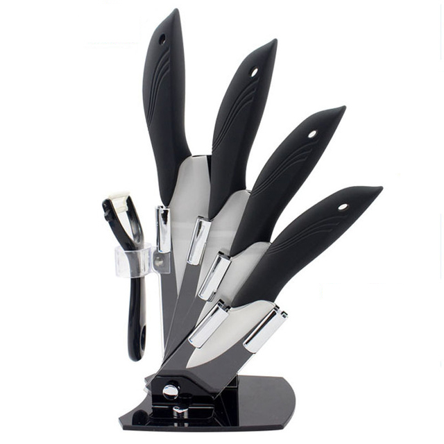 

FINDKING Dolphin Shape Black Handle Fruit Kitchen Knife Set 3 "4" 5 "6 '' Inch + Peeler + Акриловый держатель Керамический Наборы ножей