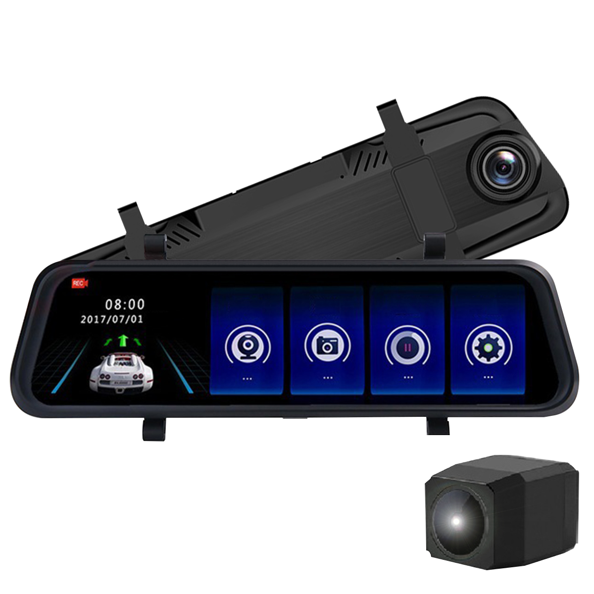 

1080P Full Touch Car DVR Night Vision Parking Monitor Dual Lens 170 Degree Wide with Rear Camera