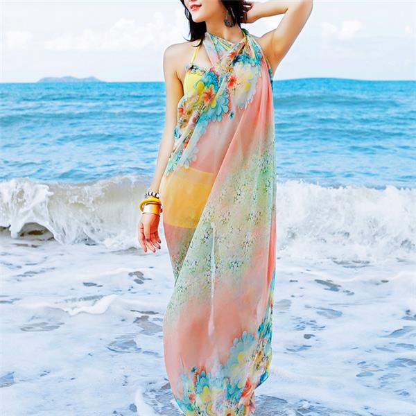 

Women Spring Summer Oversized Printing Scarf Sunscreen Chiffon Scarves Shawls Beach Towel