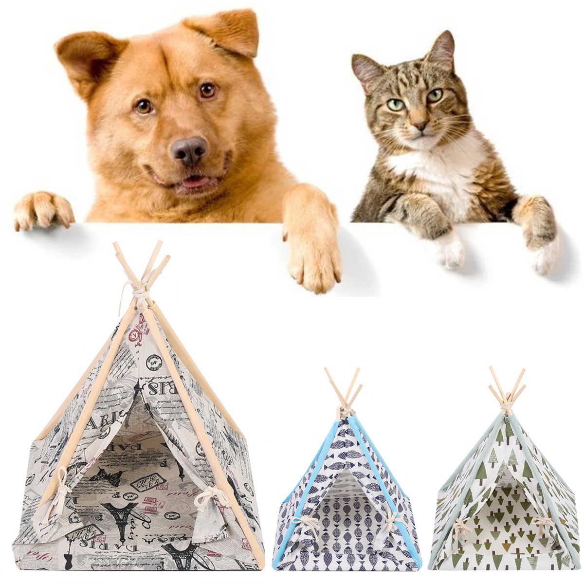 

Складное белье Pet Собака Дом Моющийся палаточный щенок Кот Крытый На открытом воздухе Teepee Mat