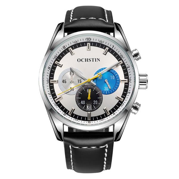 

OCHSTIN 6046G Men Quartz Watch Luxury Leather Strap Business Watch