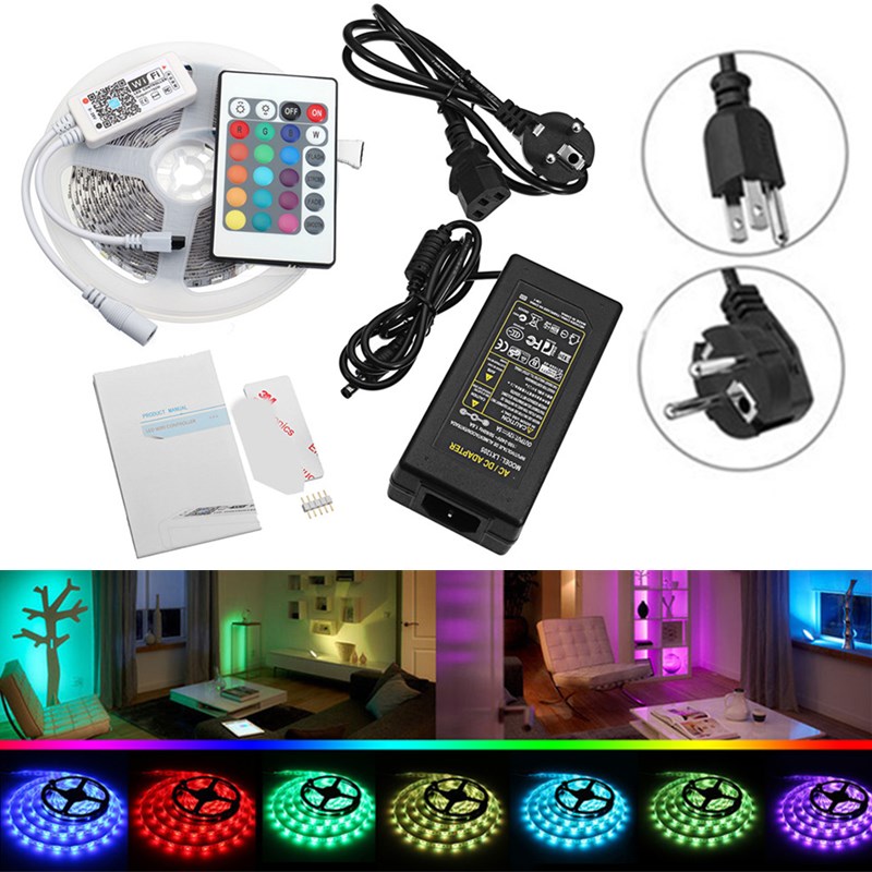 

DC12V 5M SMD5050 RGBW Non-Waterproof Smart Wifi Alexa Phone APP Control LED Strip Lights Kit