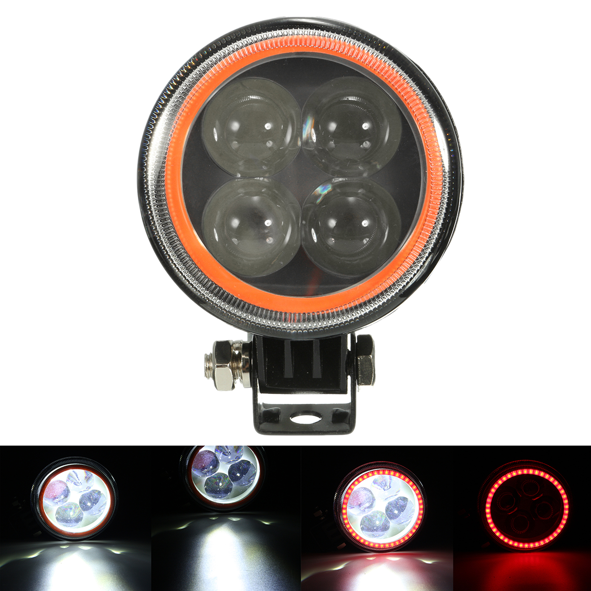 

9V-30V 12V Round LED Hi / Lo Beam Work Light с RGB Angel Halo Spot Headlight