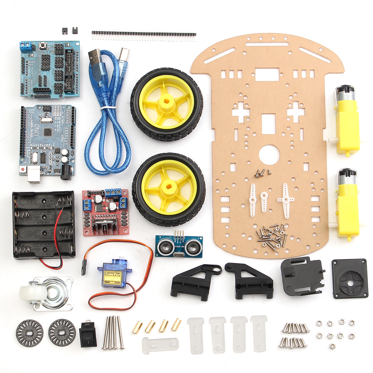 

2 Wheels Ultrasonic Smart Robot Car Chassis Tracking Car Kit For Arduino
