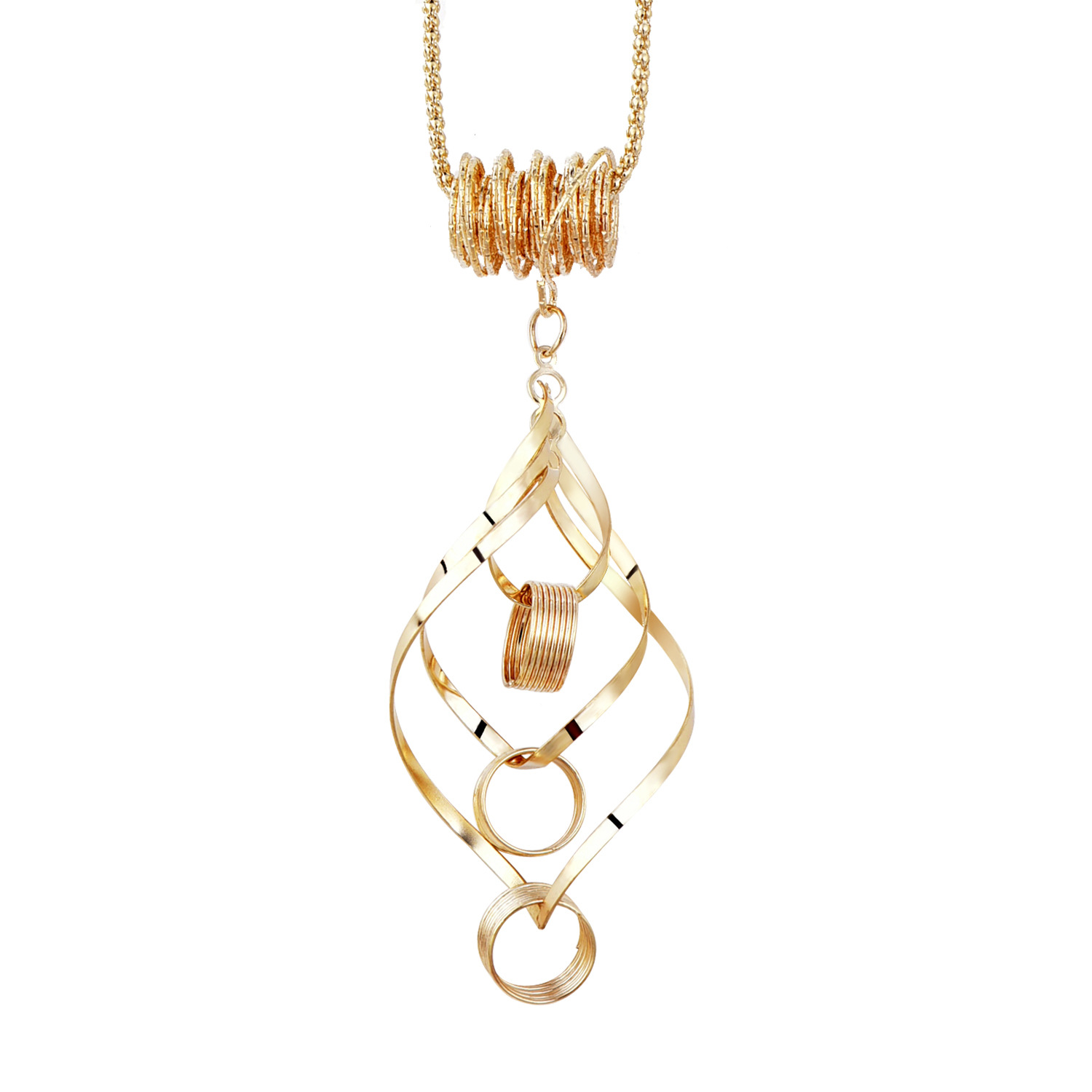 

Модный покрынный волновой круг Кулон Цепочка для свитера с цепочкой из ожерелья для Женское