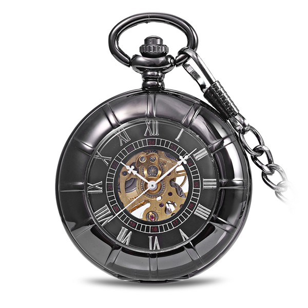 

JIJIA JX017 Self-wind Механический Chain Black Alloy Чехол Карманные часы