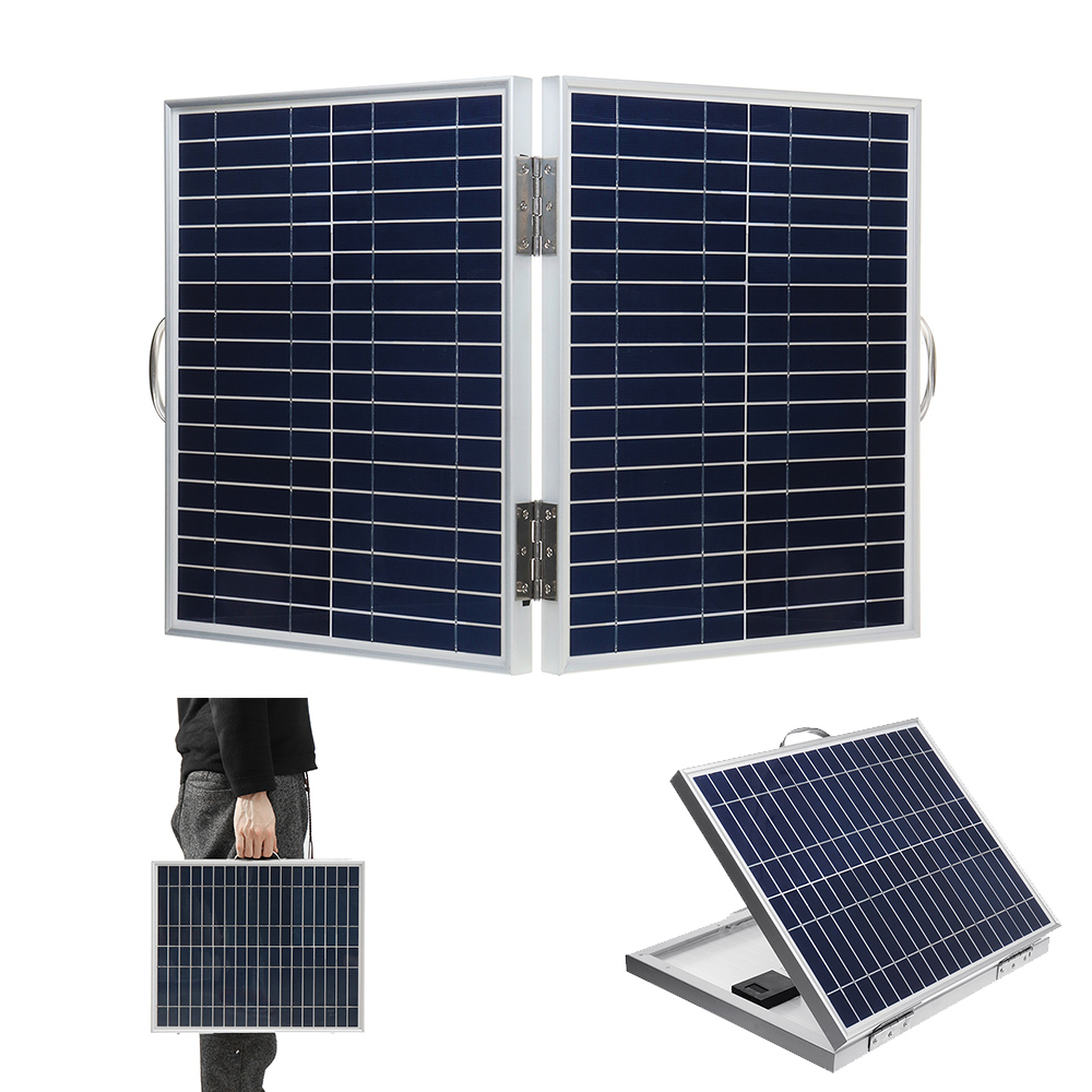 

60W 18V DC IP65 Waterproof Foldable Portable Monocrystalline Silicon Solar Panel With USB Output+Battery Clip Cable