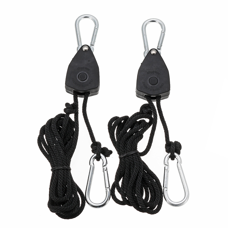 

2pcs 1/8 Inch Rope Ratchet Lifters Reflector Grow Light Hangers Zinc Alloy Hook Plastic Pulley 2m