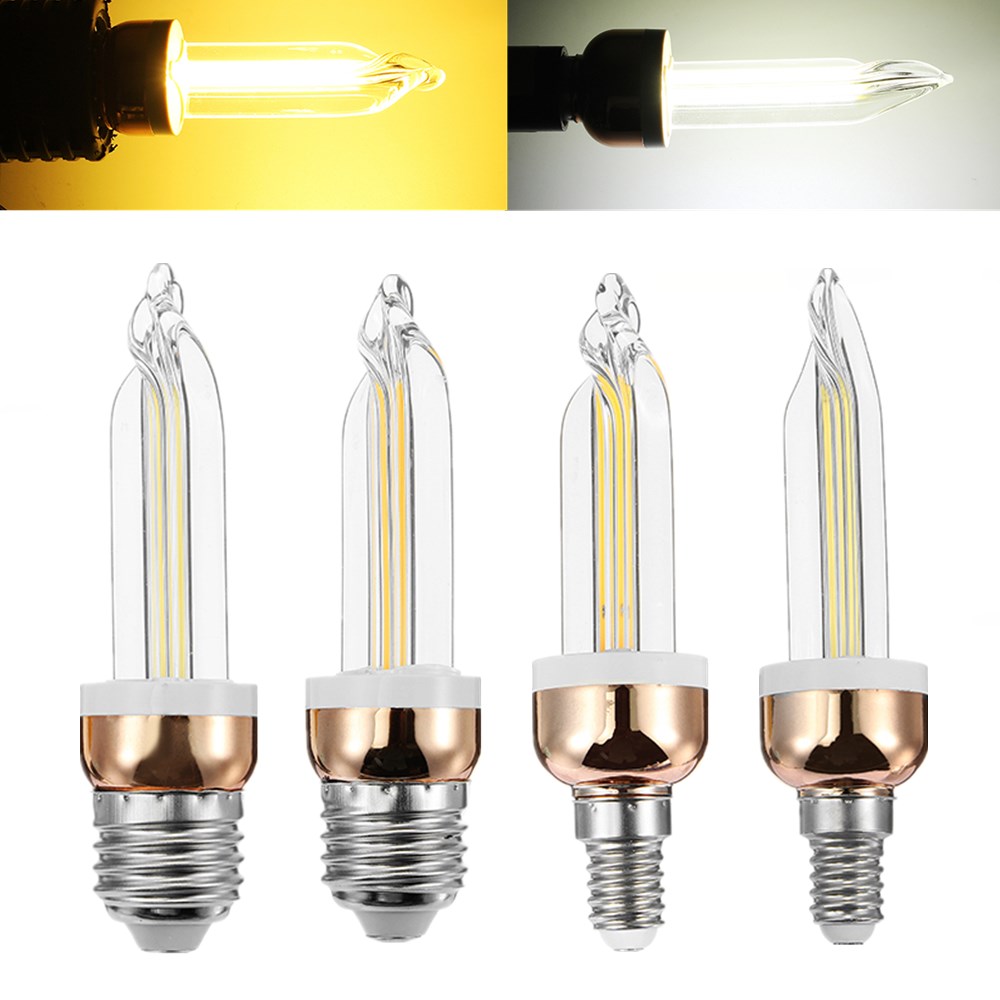 

E27 E14 5W Винтаж LED COB Ice Filament Edison Лампа Лампочка Белый Теплый белый AC220V