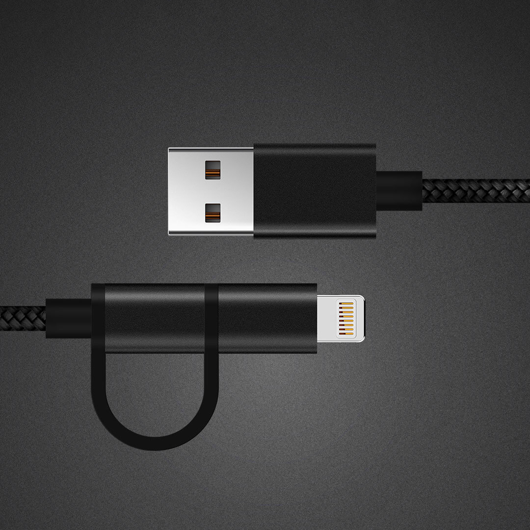 

Оригинальный Xingka 2.4A 2 в 1 Lightning Micro USB кабель для быстрой зарядки данных для iPhone X XR Xs для iPad Pro
