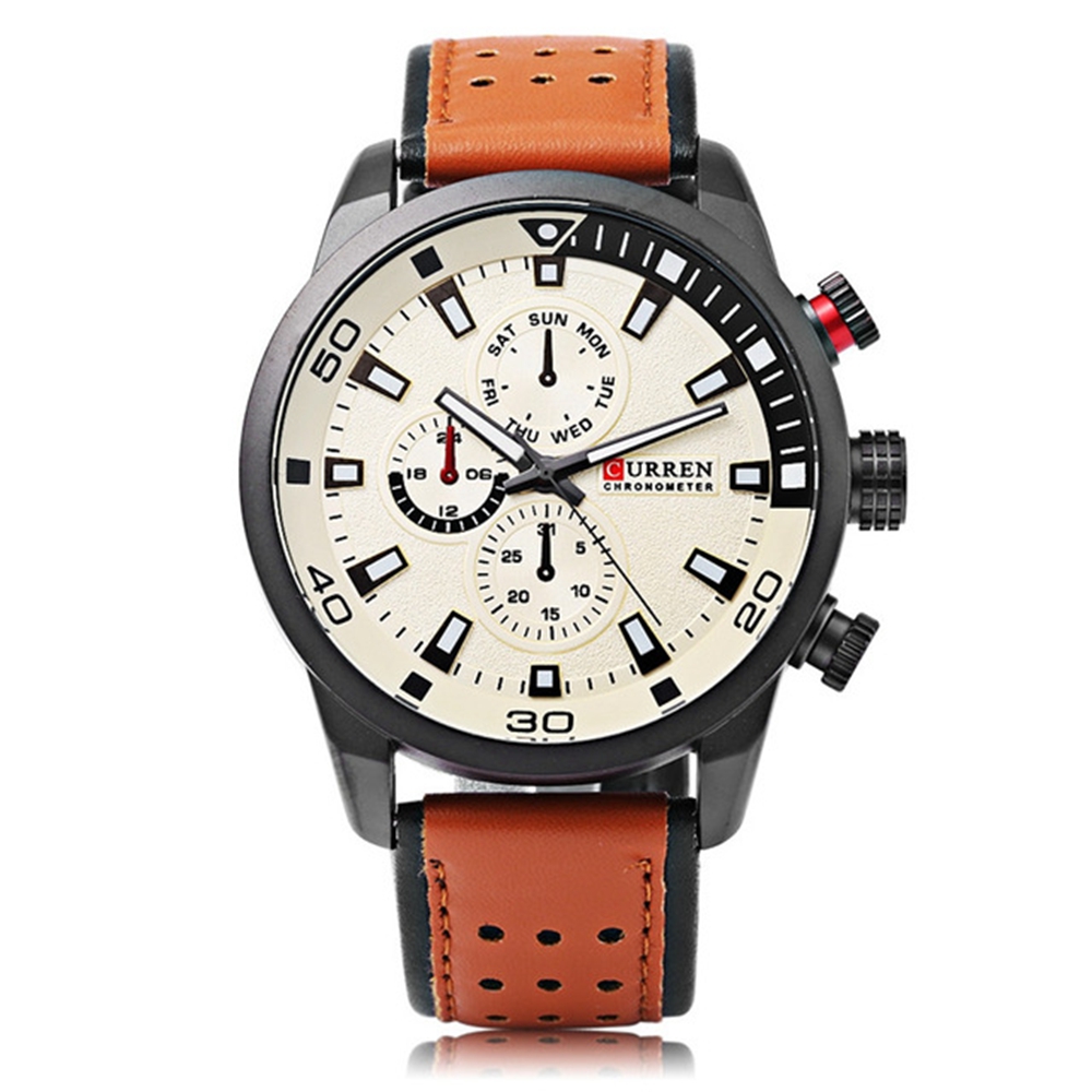 

CURREN 8250 Роскошные кожаные часы Стандарты Модные повседневные мужские кварцевые наручные часы
