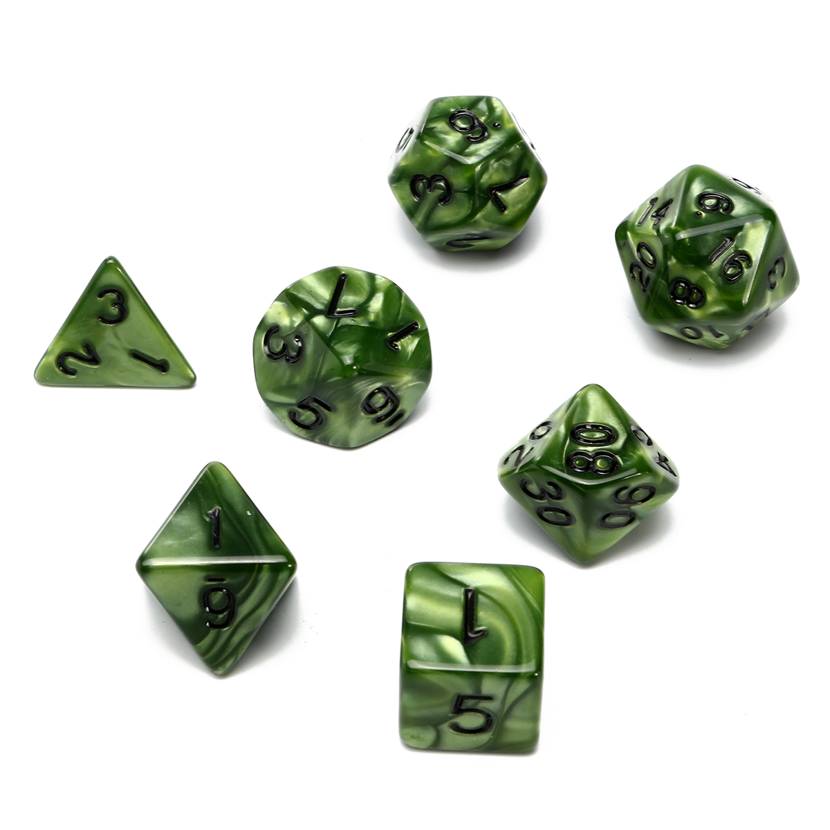 

7 Piece Polyhedral Dice Set Multisided Dice With Dice Bag RPG Role Playing Games Dices Green