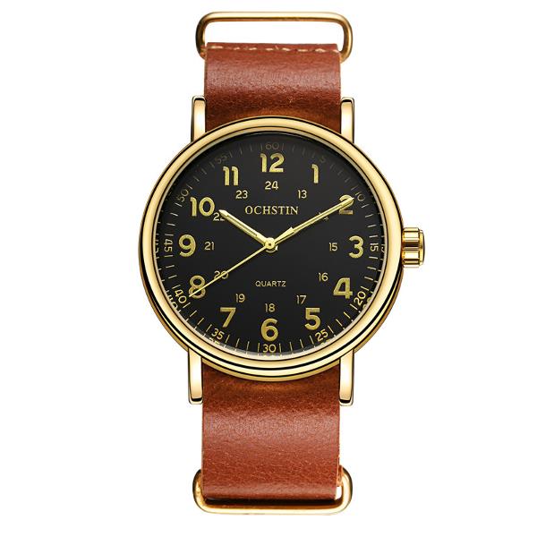 

OCHSTIN 1249 Мужские кварцевые часы Повседневная кожаный ремешок Business Watch