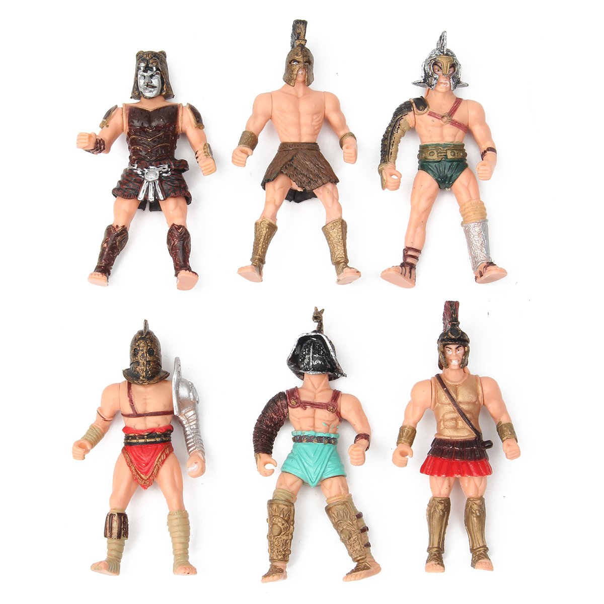 

6Pcs DIY Gladiator Warrior Fighter Roman Soldier Action Figure Playset Weapons Gift Military Scenes
