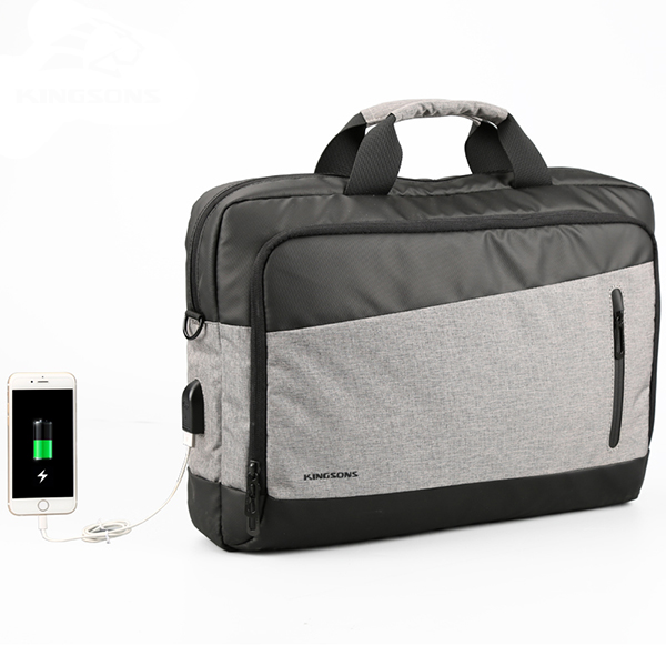 

KINGSONS 13.3/15.6 inches Men Nylon External USB Charging Handbag Shoulder Bag Laptop Bag