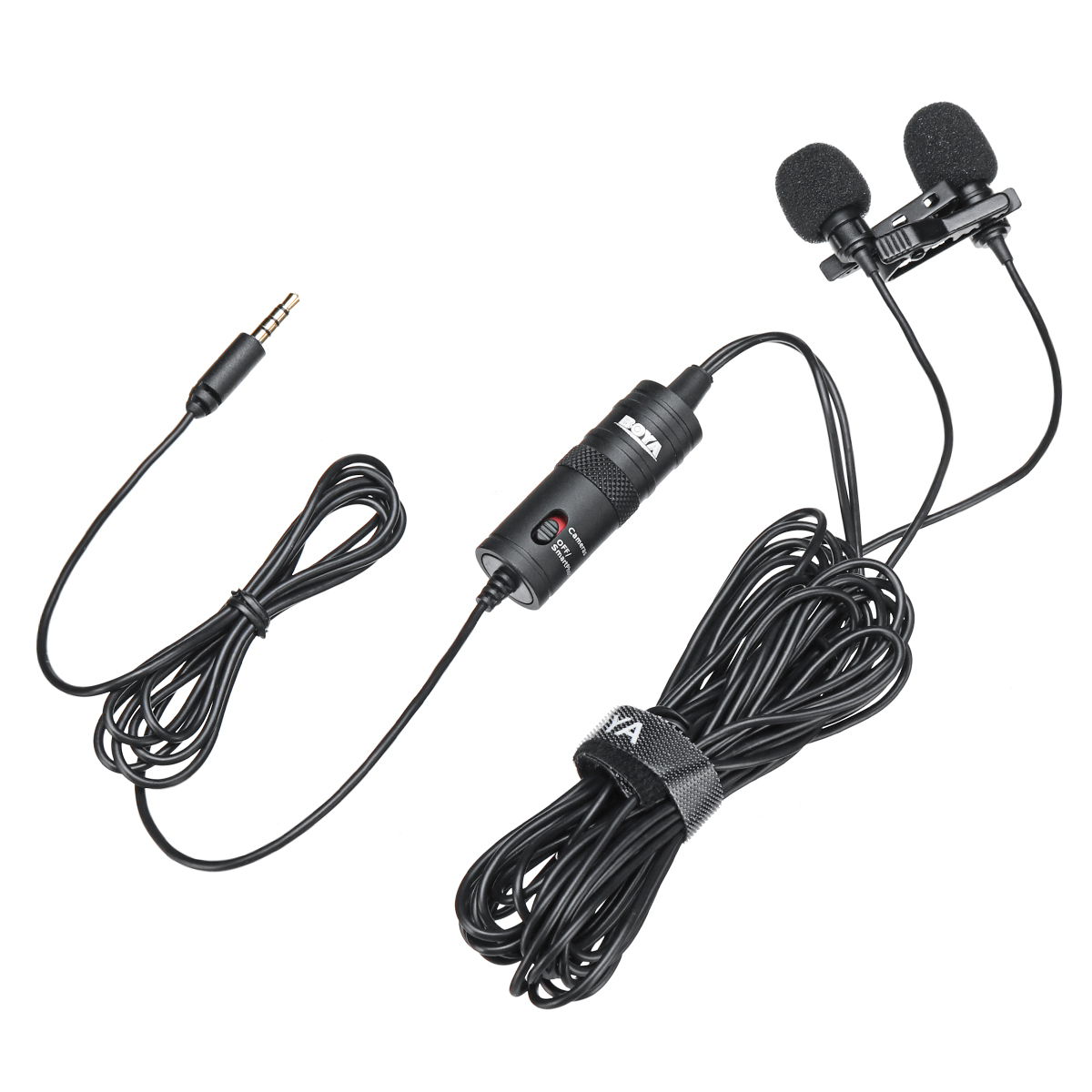 

BOYA BY-M1DM Broadcast Omnidirectional Collar Dual-Head Lavalier Reverse Clip-on Wired Mic Microphone for Mobile PC Camera