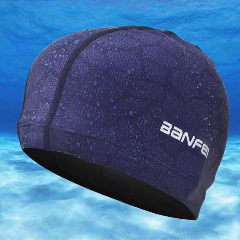 

Oversized Nylon Spandex Waterproof Swimming Cap Men Women Letter Print Earmuffs Beanie Hat
