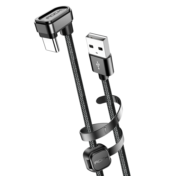

ROCK U-образный 180-градусный локоть Type C Game Быстрый зарядный кабель для передачи данных 1M для смартфона