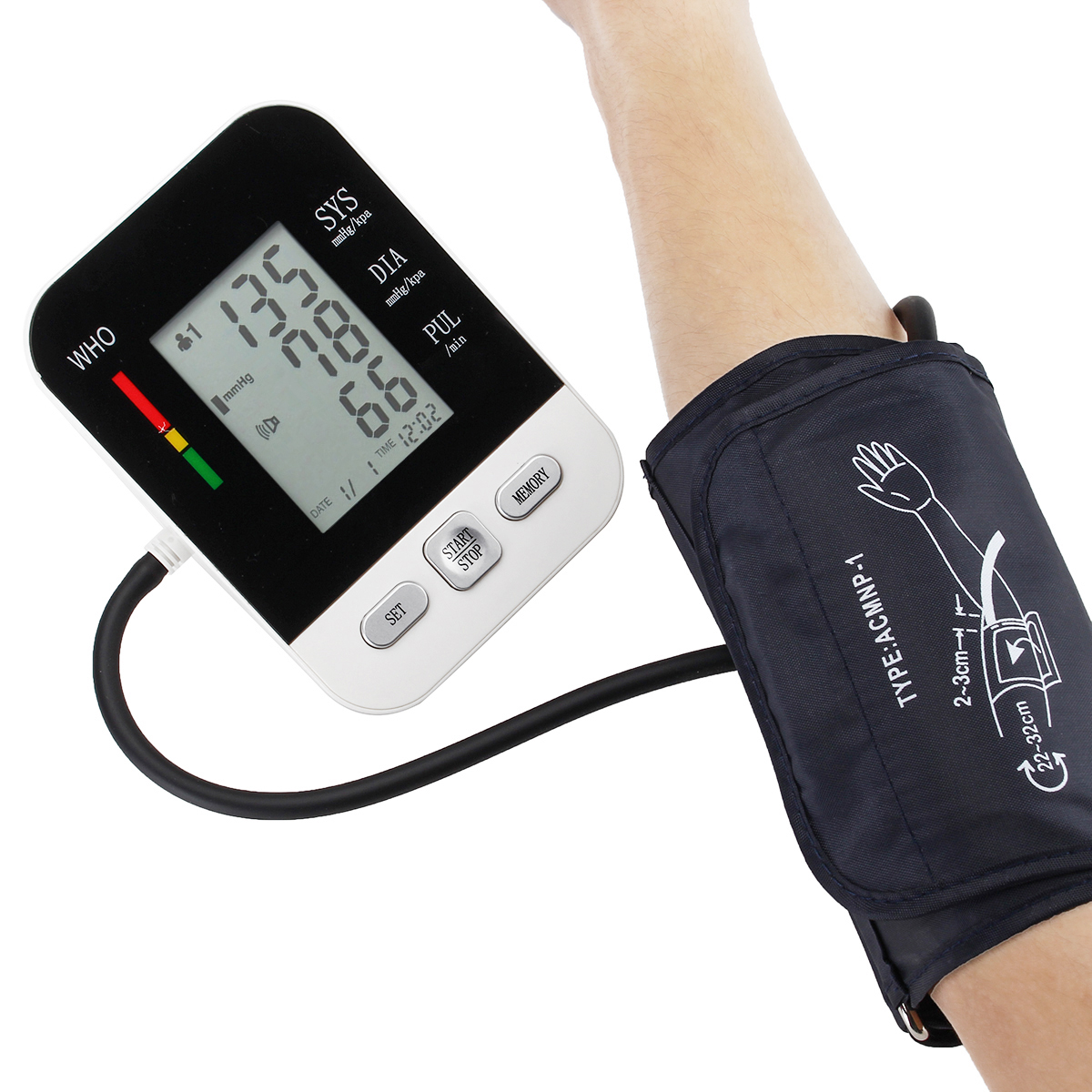 

Цифровой LCD руку пульс артериального давления Монитор Здоровье уход верхняя сфигмоманометра