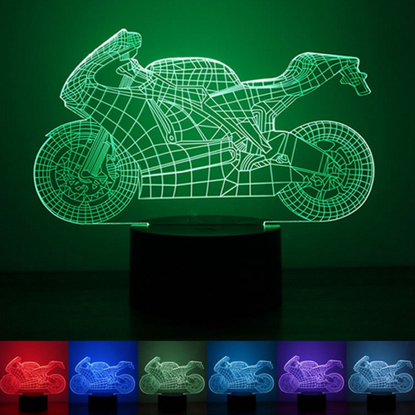 

3D мотоцикл Иллюзия LED Настольный светильник USB 7 Изменение цвета Ночной Лампа Домашний декор